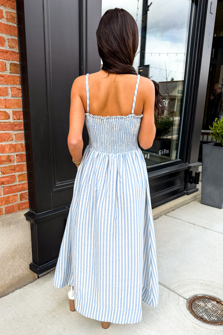 Nantucket Stroll Striped Dress (Blue)