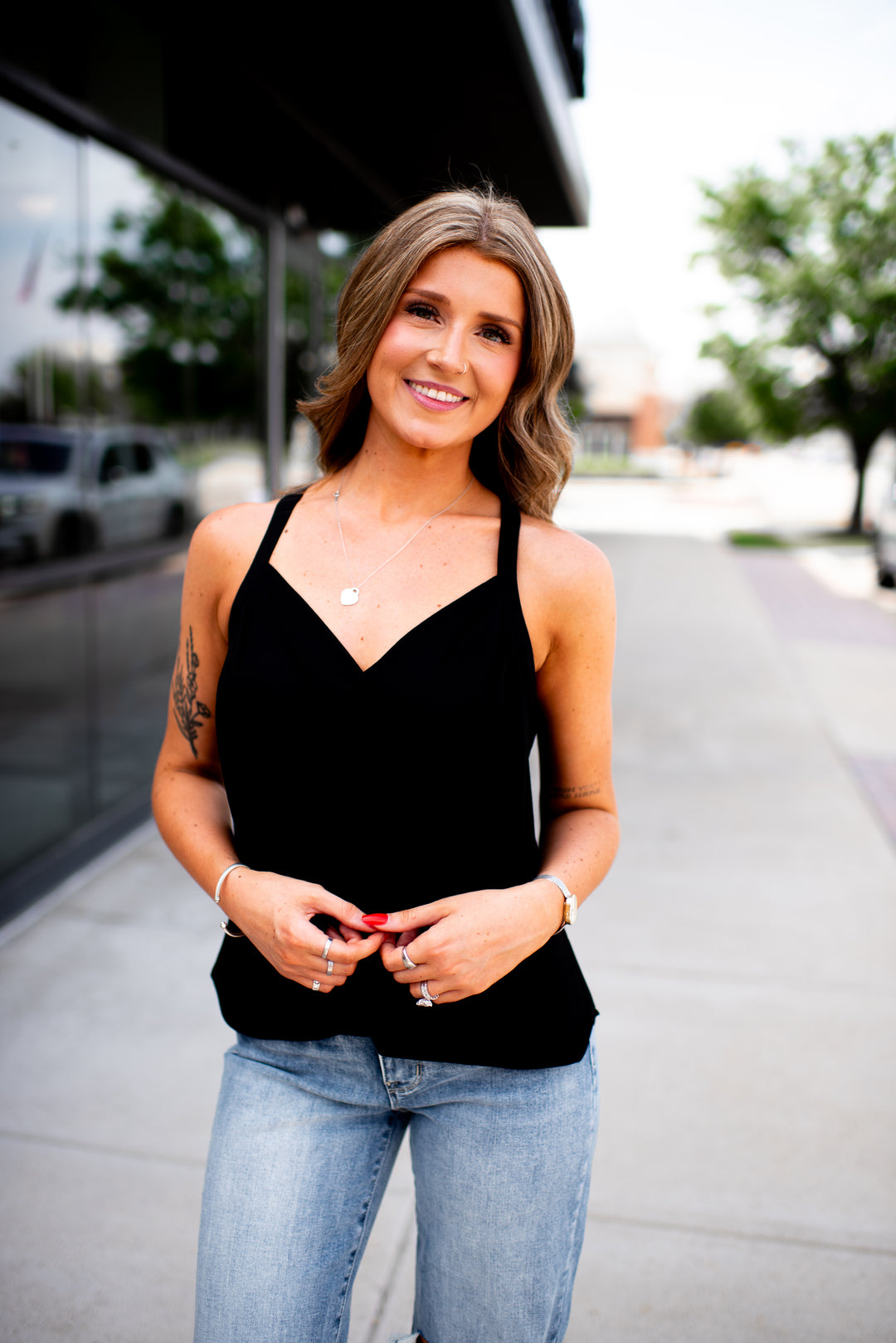 Sure Thing Surplice Tank (Black)