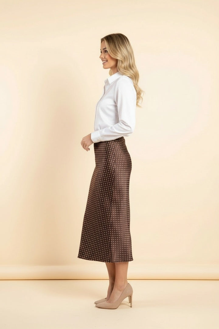 30A PREORDER Spotted in Fall Midi Skirt (Brown)