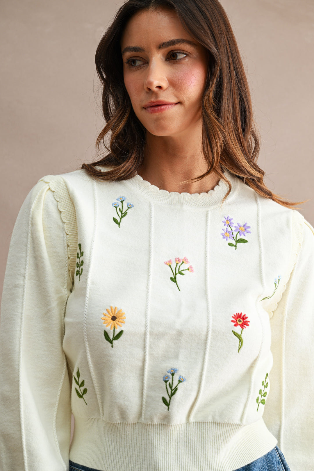 Fall Flowers Sweater (Ivory)