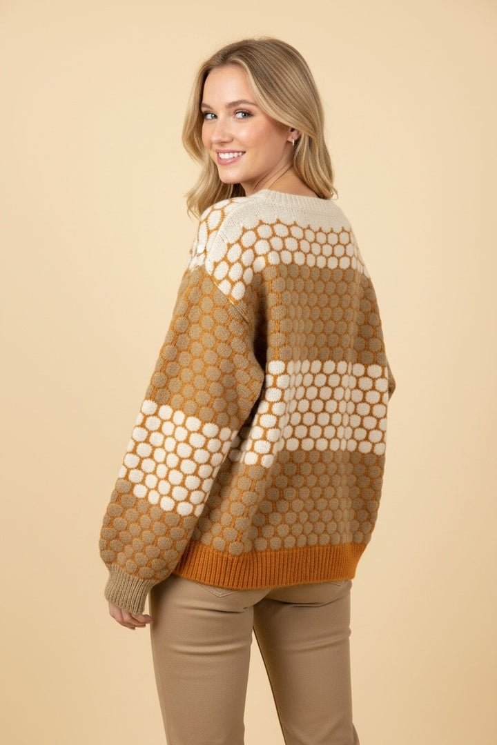 30A PREORDER Hazel Honeycomb Sweater (Brown)