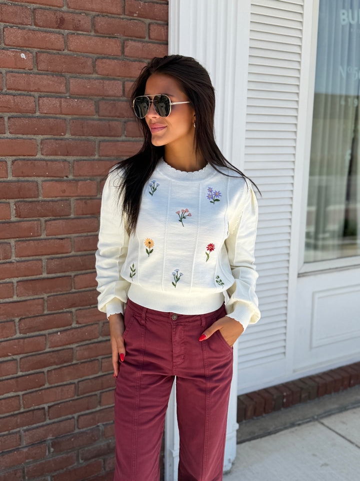 Fall Flowers Sweater (Ivory)