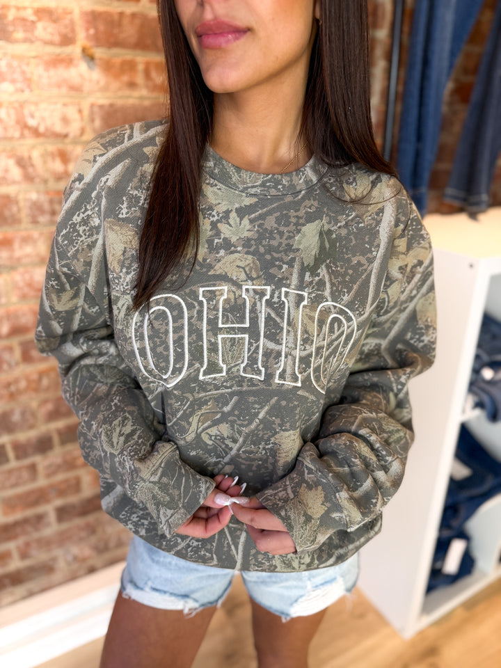 OHIO Camo Embroidered Crewneck