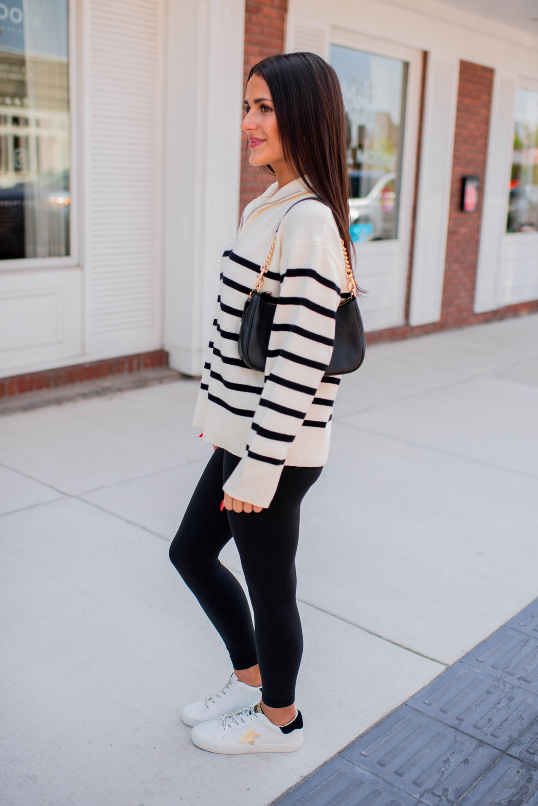 Cozy Coast Quarter Zip Sweater (Cream/Black)