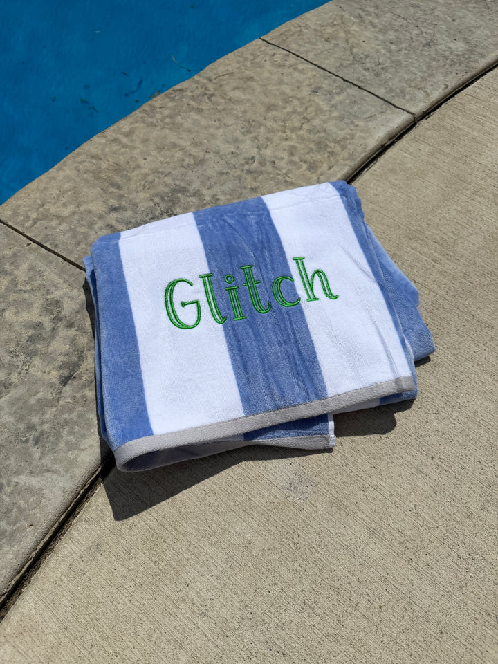 Premium XL Embroidered Striped Beach Towels