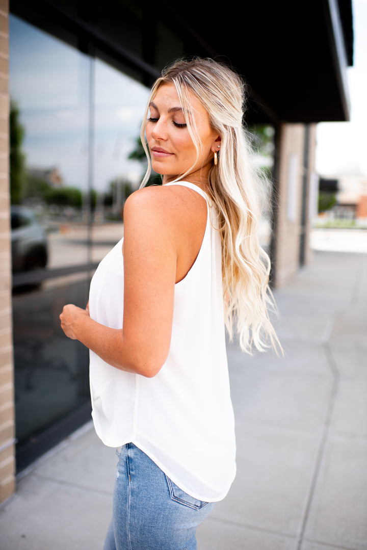Sure Thing Surplice Tank (Ivory)