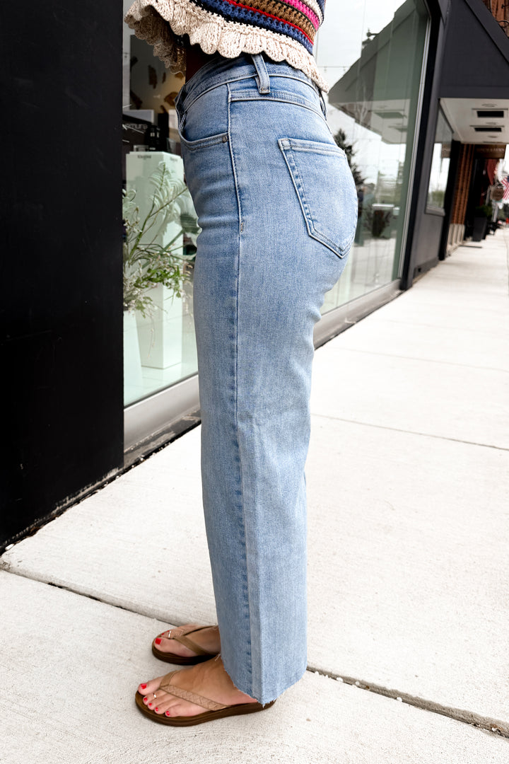 Risen Collier High Rise Wide Leg Jeans (Light)
