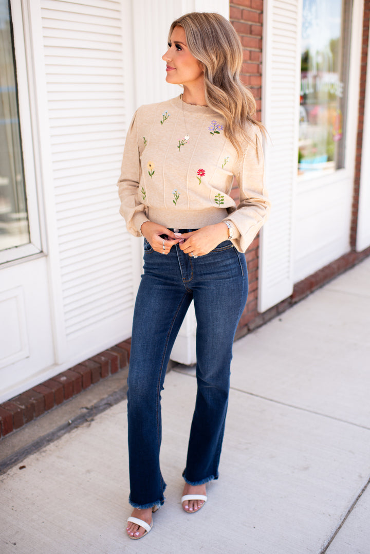 Fall Flowers Sweater (Tan)