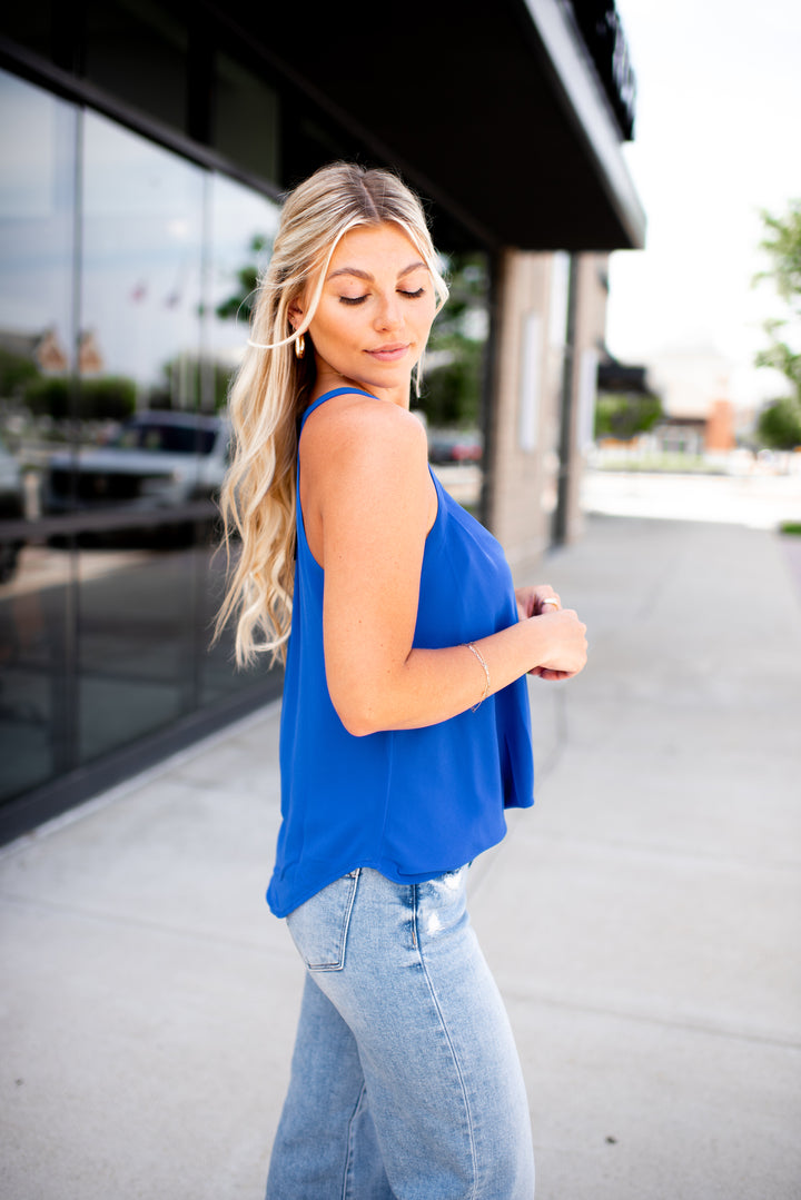Sure Thing Surplice Tank (Royal Blue)