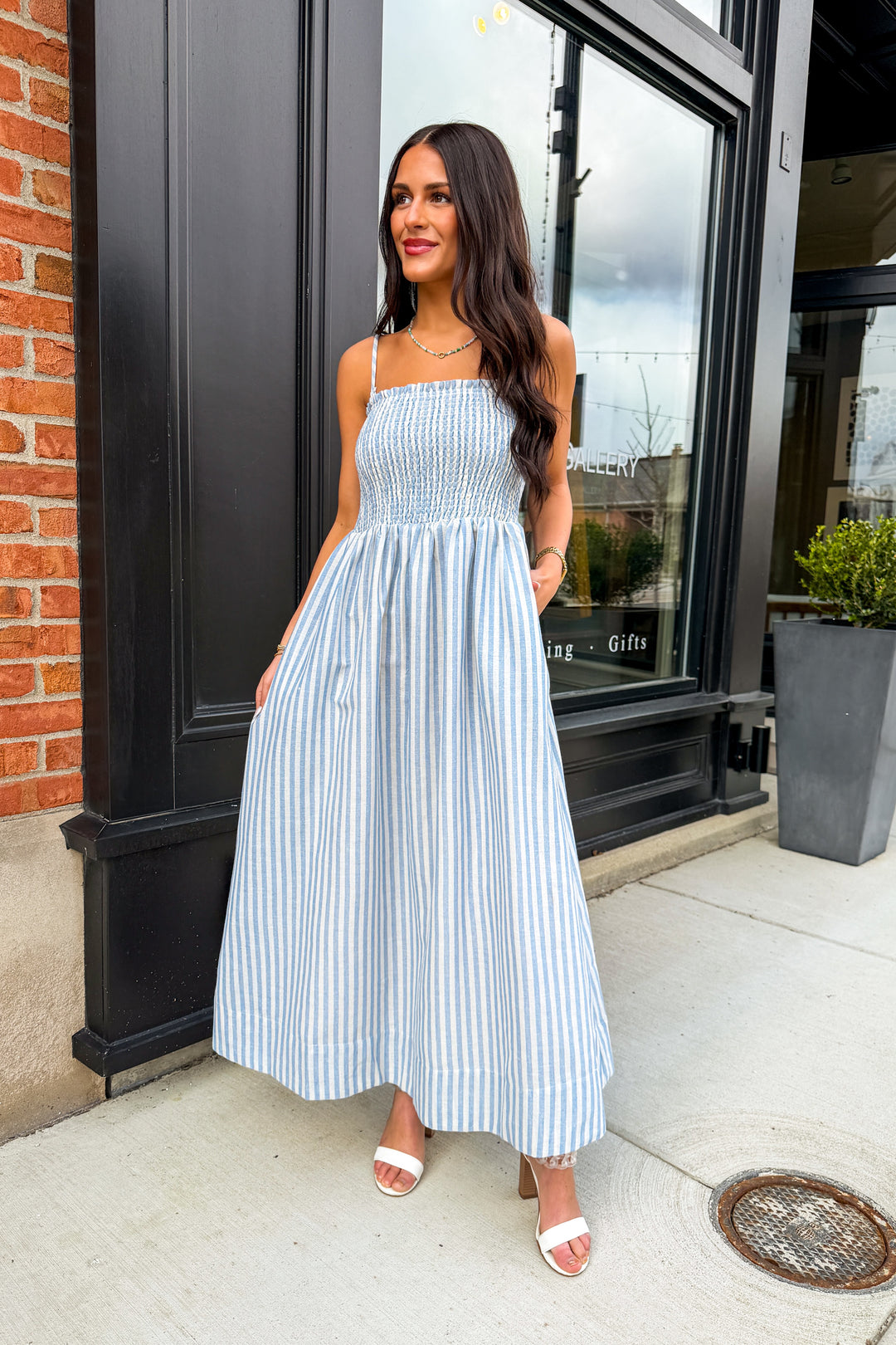 Nantucket Stroll Striped Dress (Blue)