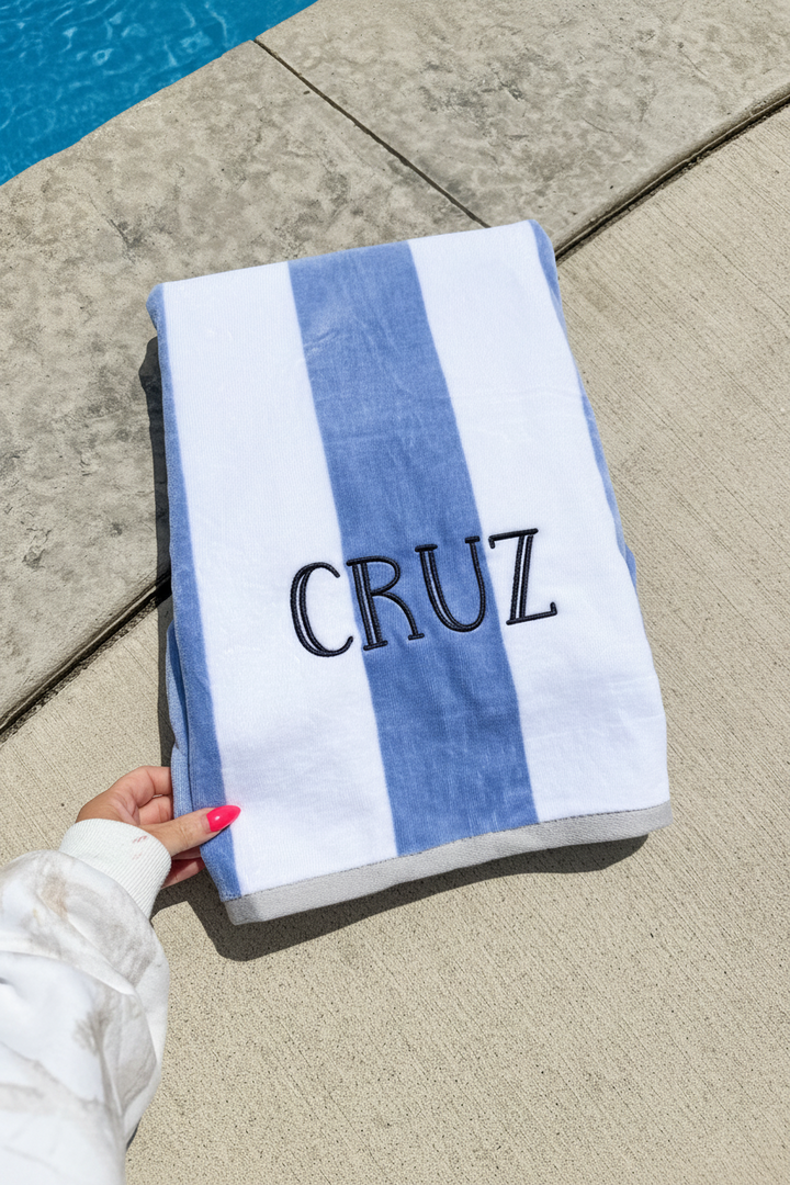 Premium XL Embroidered Striped Beach Towels