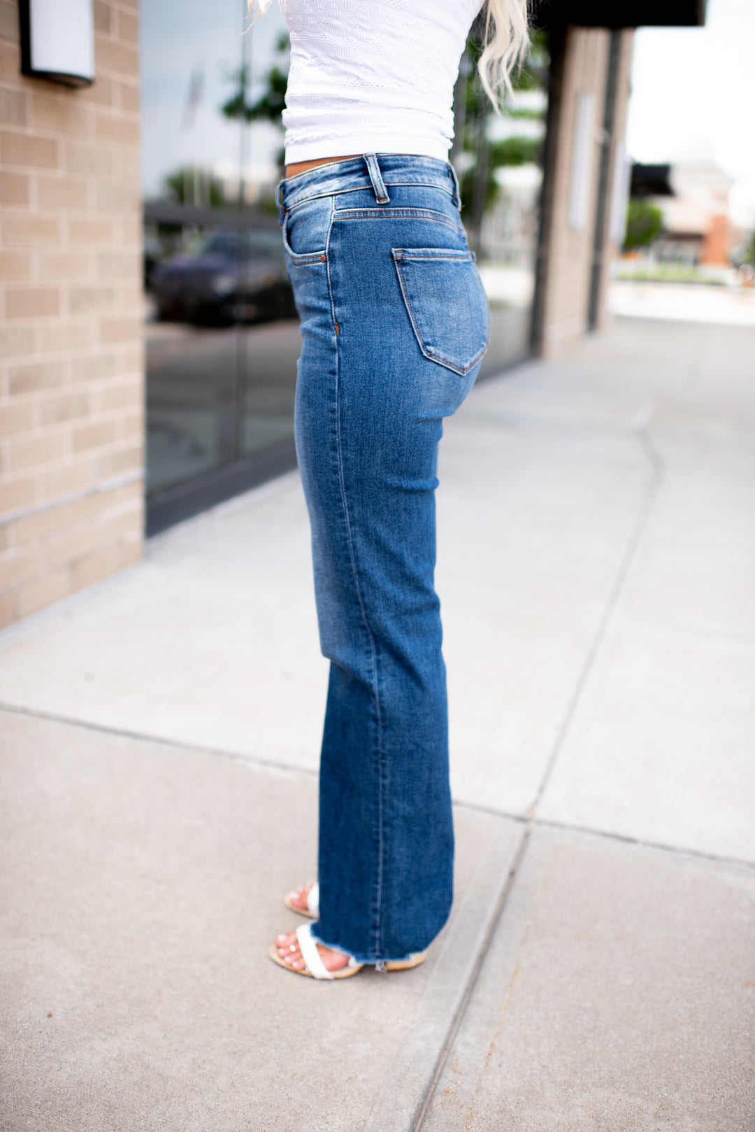 Risen Willow Tummy Control Wide Leg Denim (Dark)