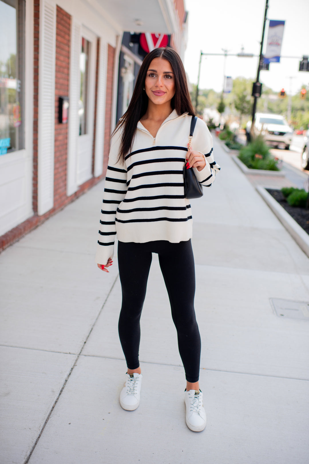 Cozy Coast Quarter Zip Sweater (Cream/Black)
