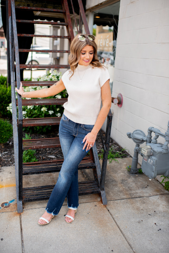 Meredith Mock Neck Sweater (Oatmeal)