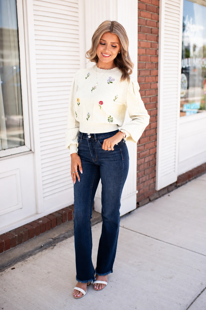 Fall Flowers Sweater (Ivory)