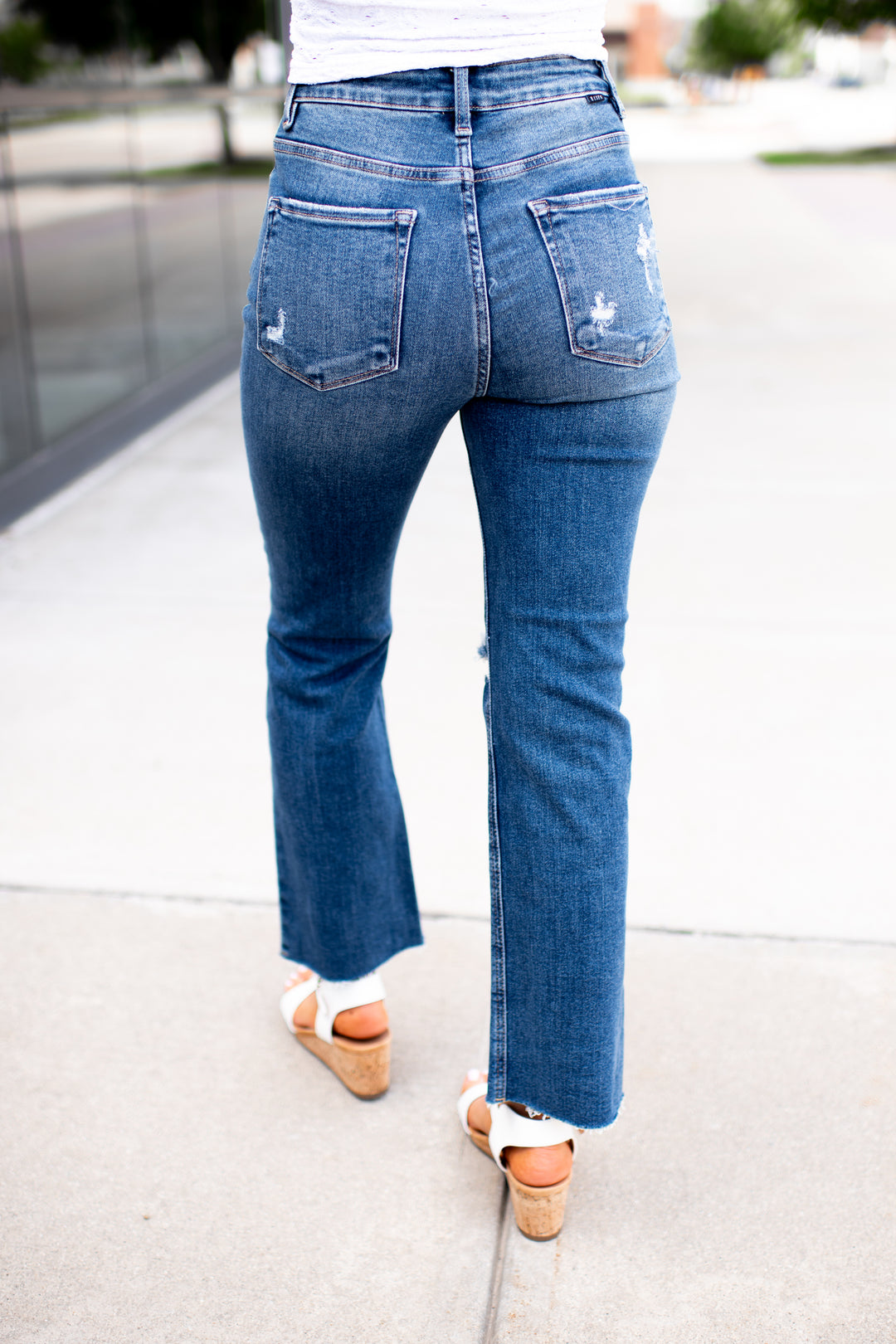 Risen Lylah Distressed Crop Denim (Medium Wash)
