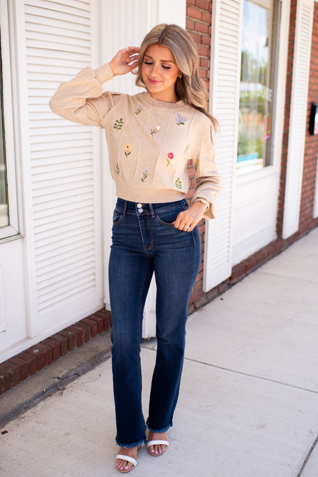 Fall Flowers Sweater (Tan)