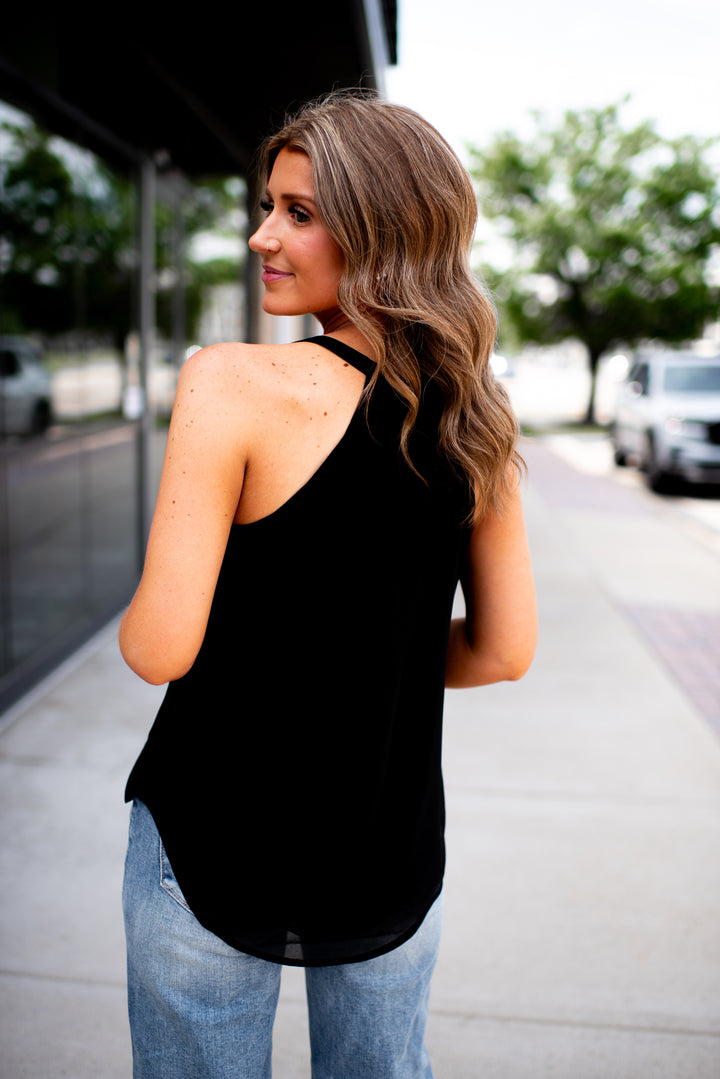 Sure Thing Surplice Tank (Black)