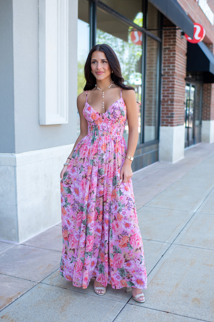 Honeysuckle Maxi Dress (Pink)