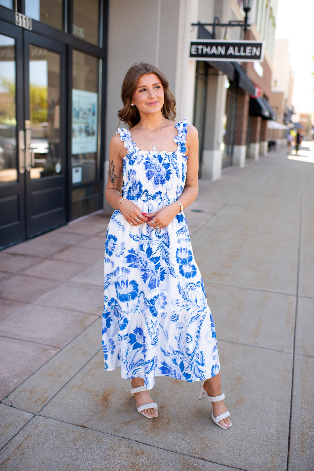 RESTOCK Beachside Floral Midi Dress (Blue)