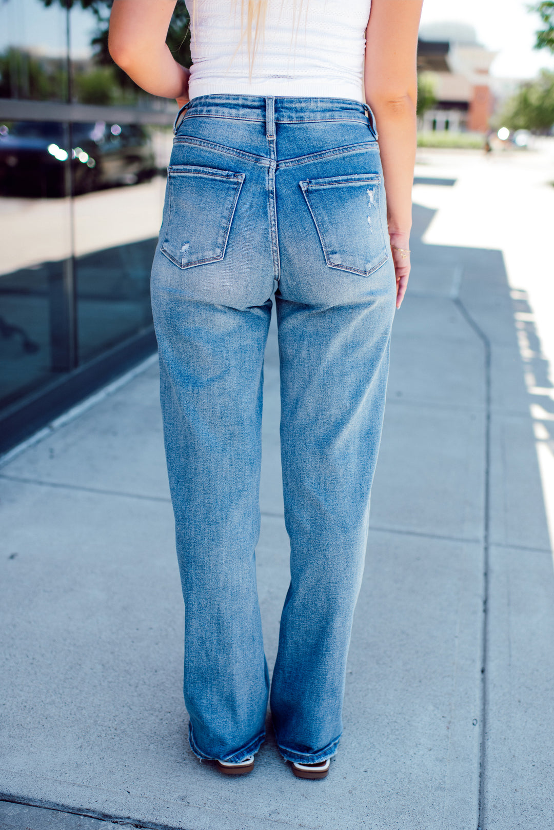 Vervet Brianne Tummy Control Wide Leg Jeans (Medium Wash)
