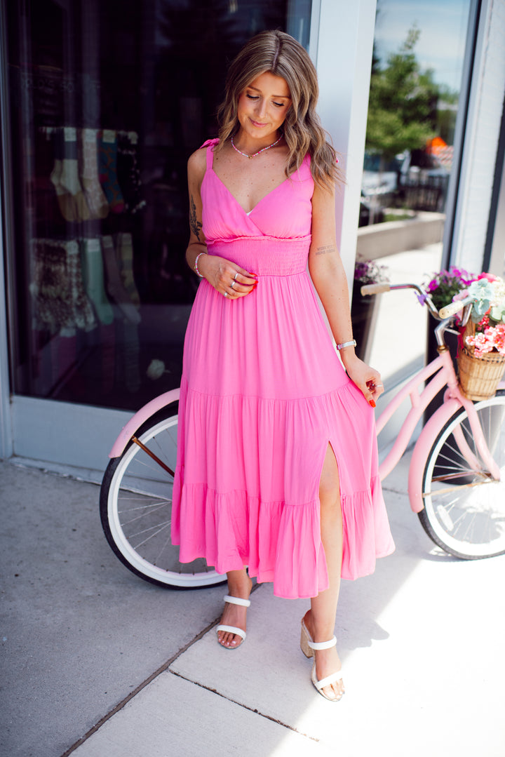 Pretty in Pink Midi Dress (Pink)