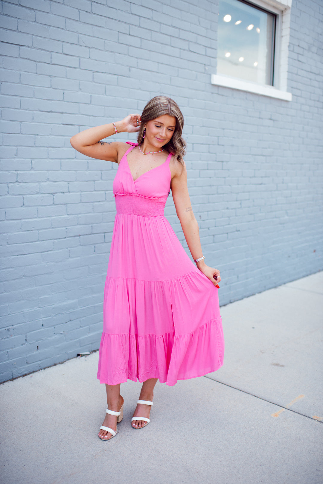 Pretty in Pink Midi Dress (Pink)