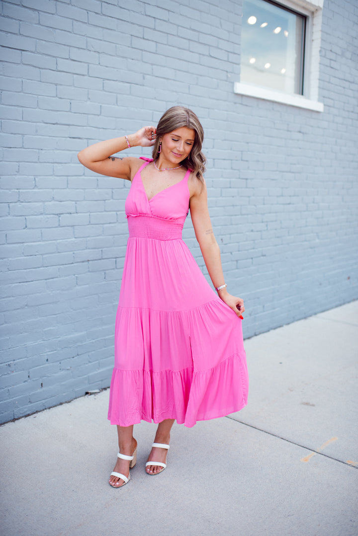 Pretty in Pink Midi Dress (Pink)