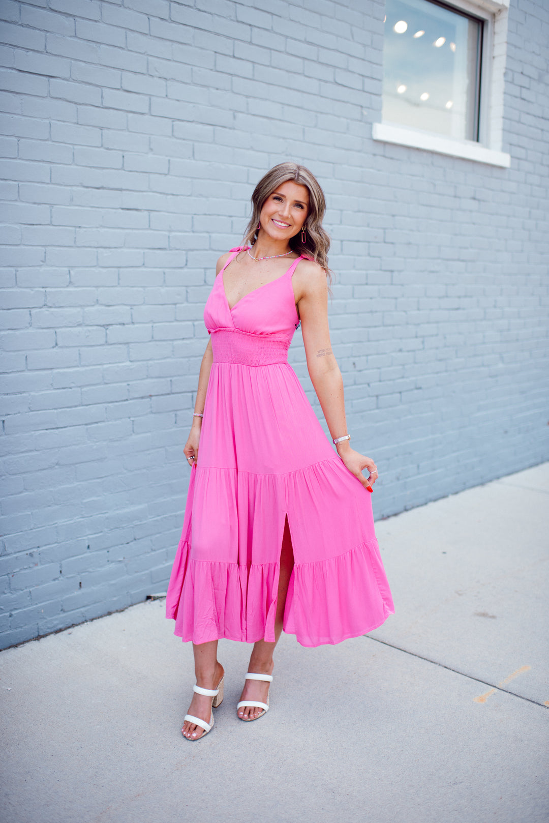 Pretty in Pink Midi Dress (Pink)