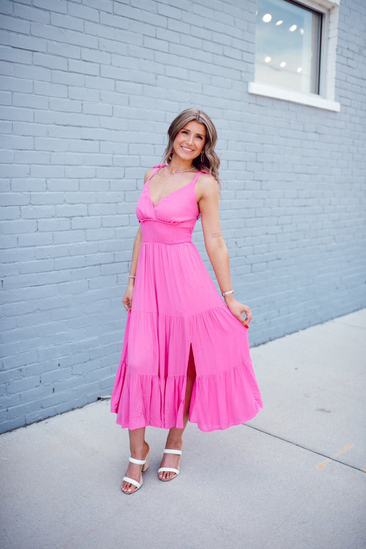 Pretty in Pink Midi Dress (Pink)