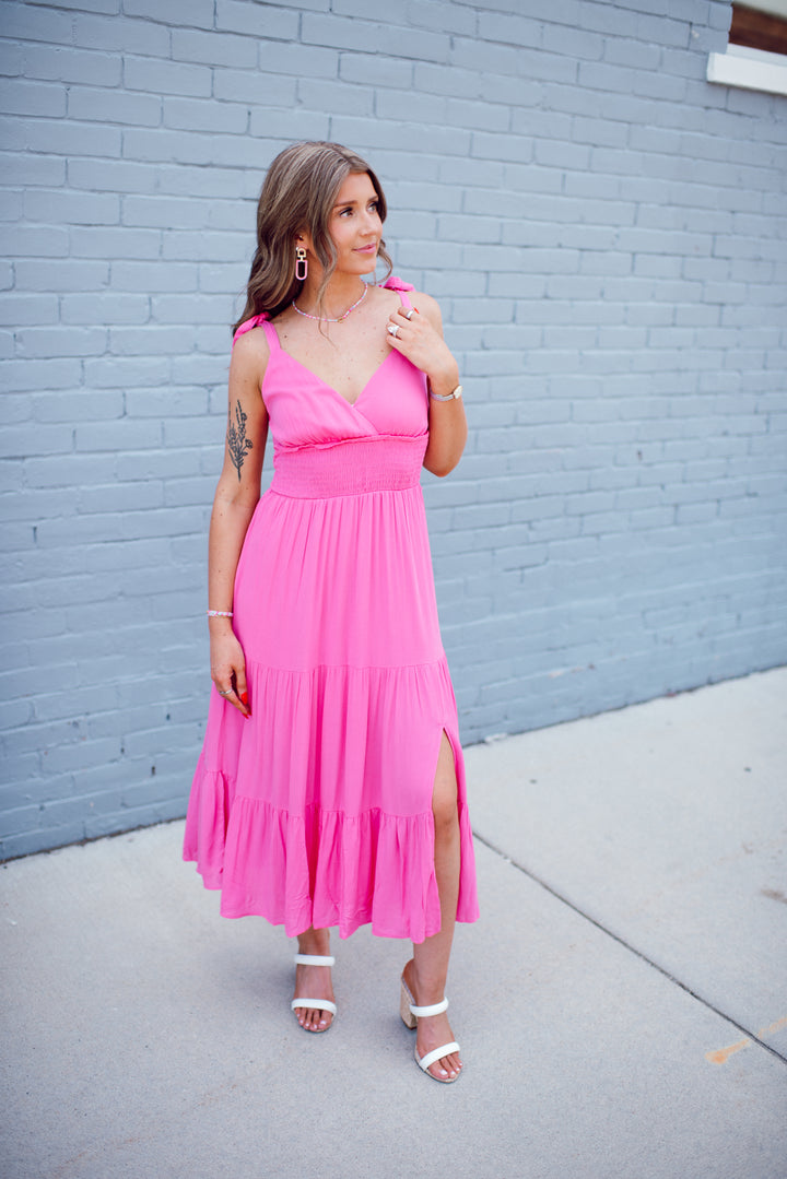 Pretty in Pink Midi Dress (Pink)