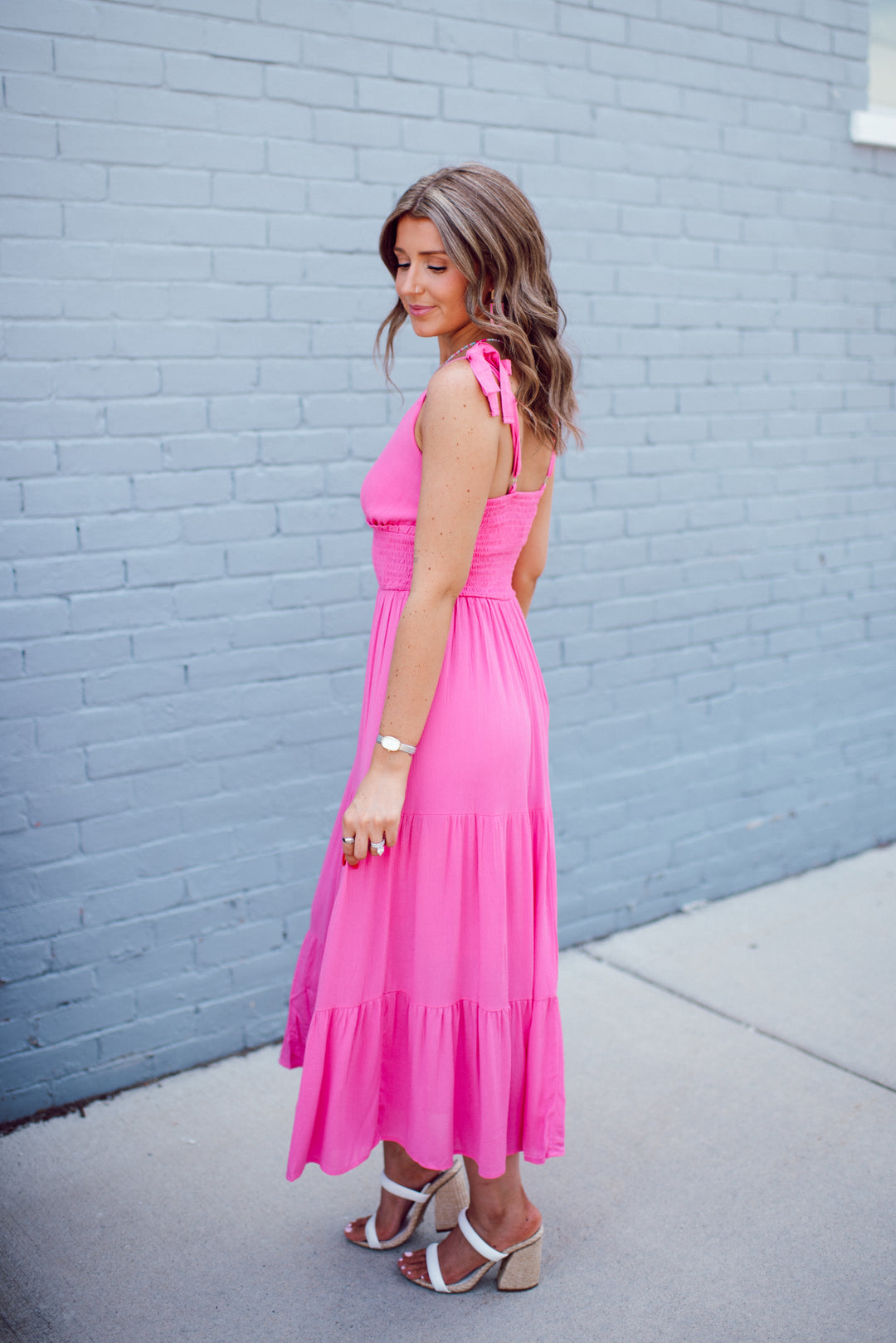 Pretty in Pink Midi Dress (Pink)
