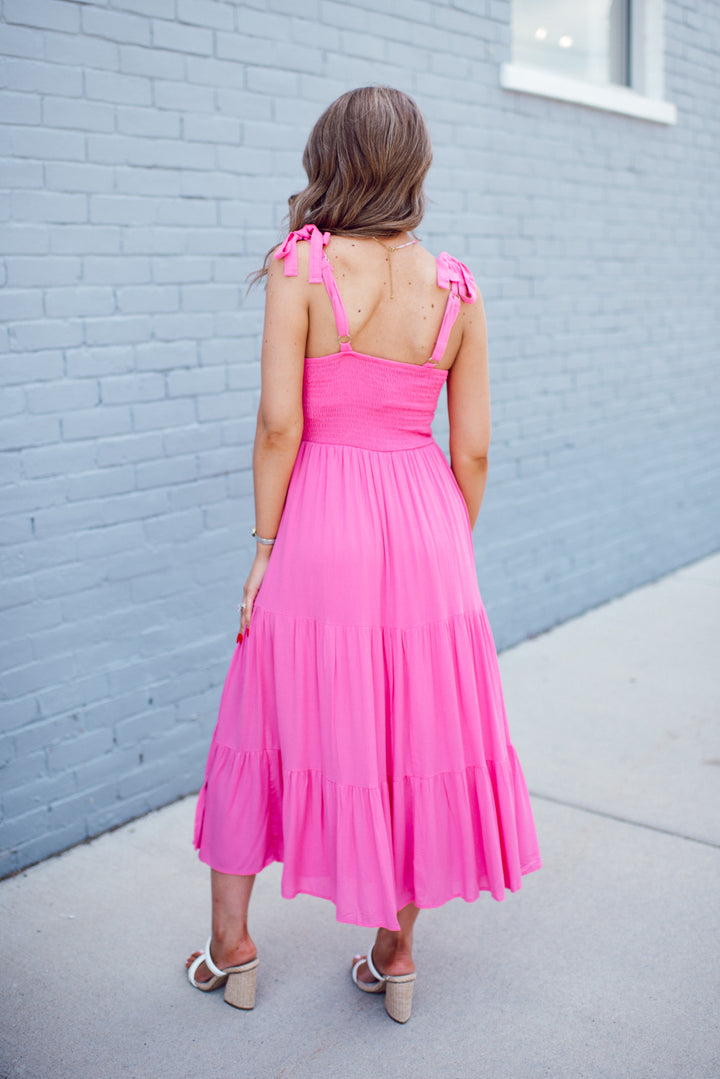 Pretty in Pink Midi Dress (Pink)
