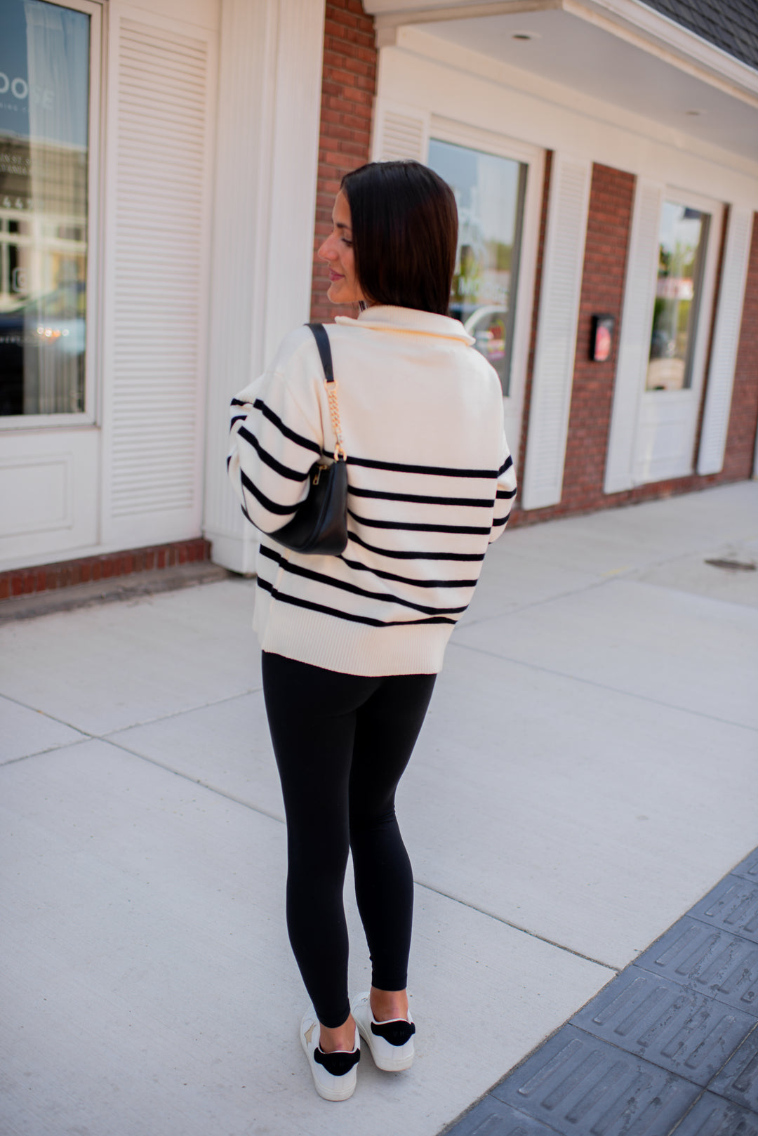 Cozy Coast Quarter Zip Sweater (Cream/Black)