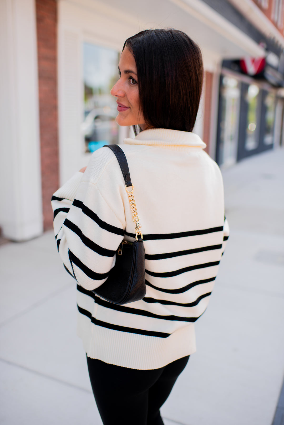 Cozy Coast Quarter Zip Sweater (Cream/Black)