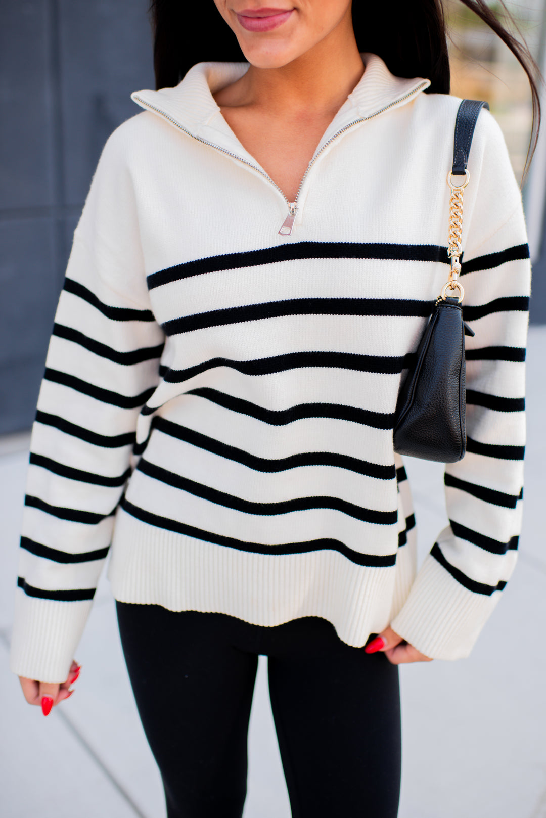 Cozy Coast Quarter Zip Sweater (Cream/Black)