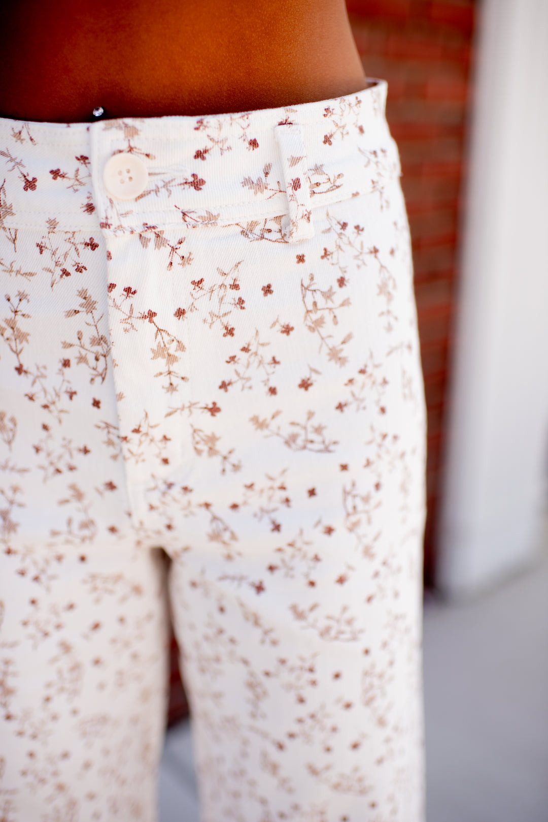 Meadow Bloom Wide Leg Jeans (Cream)
