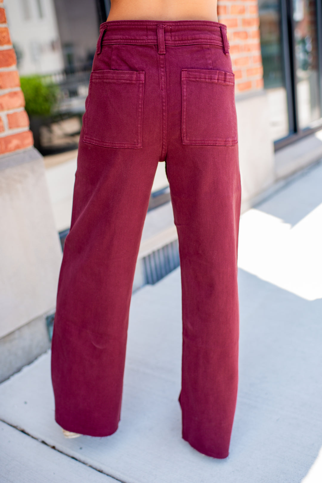 Merlot Straight Wide Leg Jeans (Maroon)