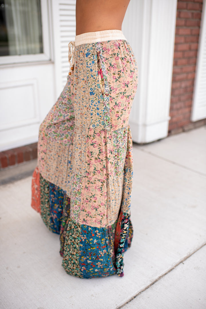 Magnolia Patchwork Pants (Latte)