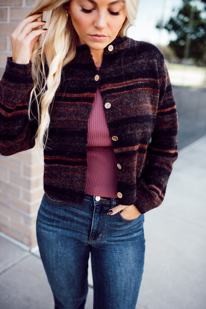 Campfire Cozy Cardigan (Brown)