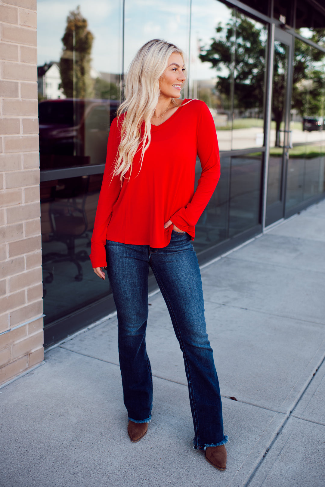 Endless Comfort Long Sleeve Top (Ruby)