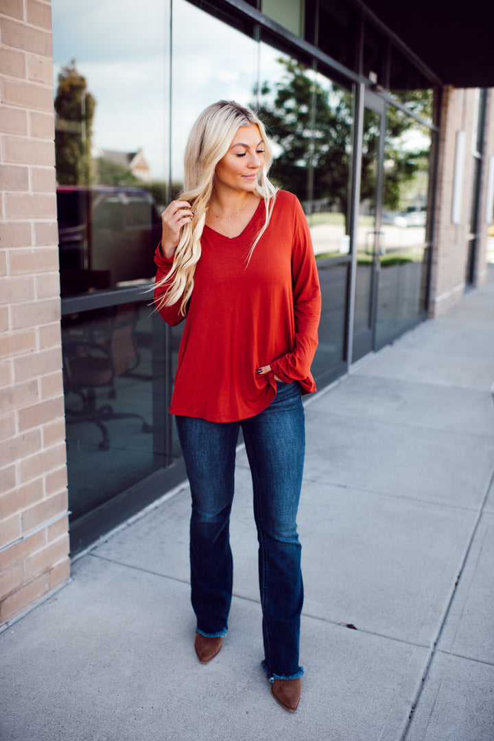 Endless Comfort Long Sleeve Top (Rust)