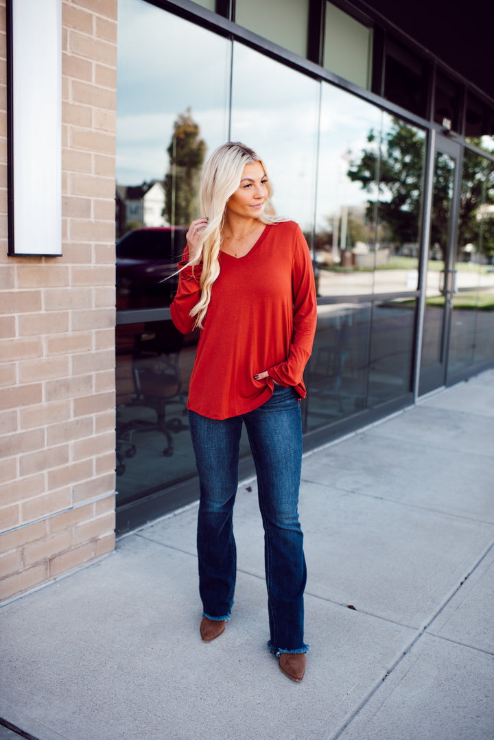 Endless Comfort Long Sleeve Top (Rust)