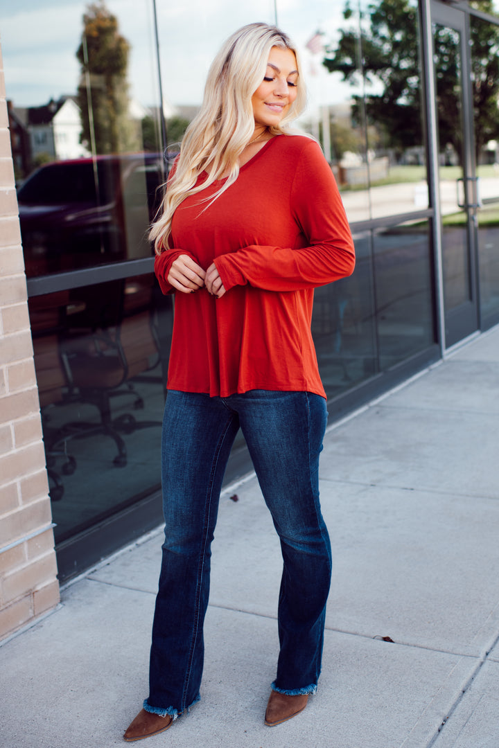 Endless Comfort Long Sleeve Top (Rust)