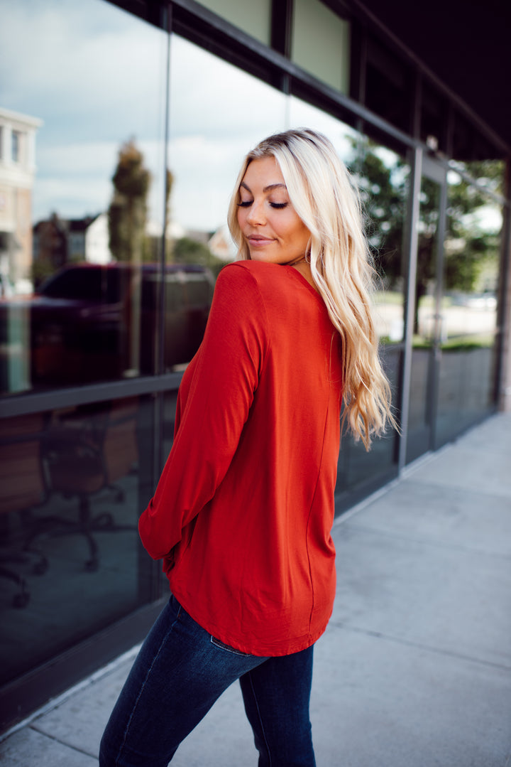 Endless Comfort Long Sleeve Top (Rust)