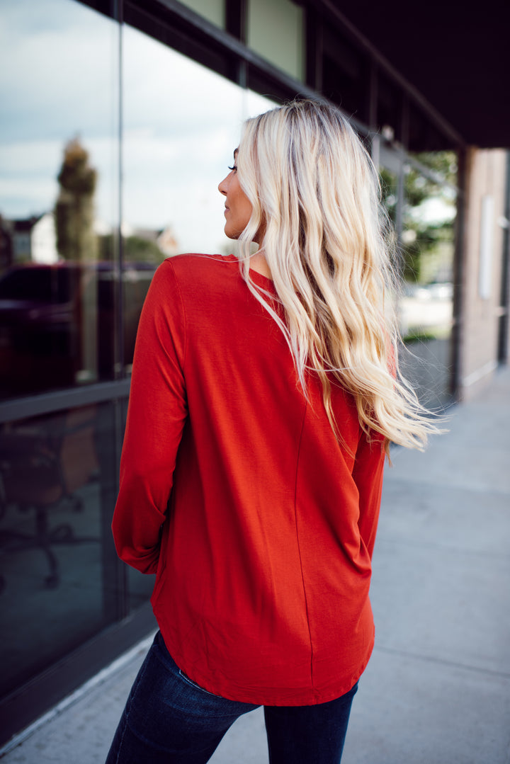 Endless Comfort Long Sleeve Top (Rust)