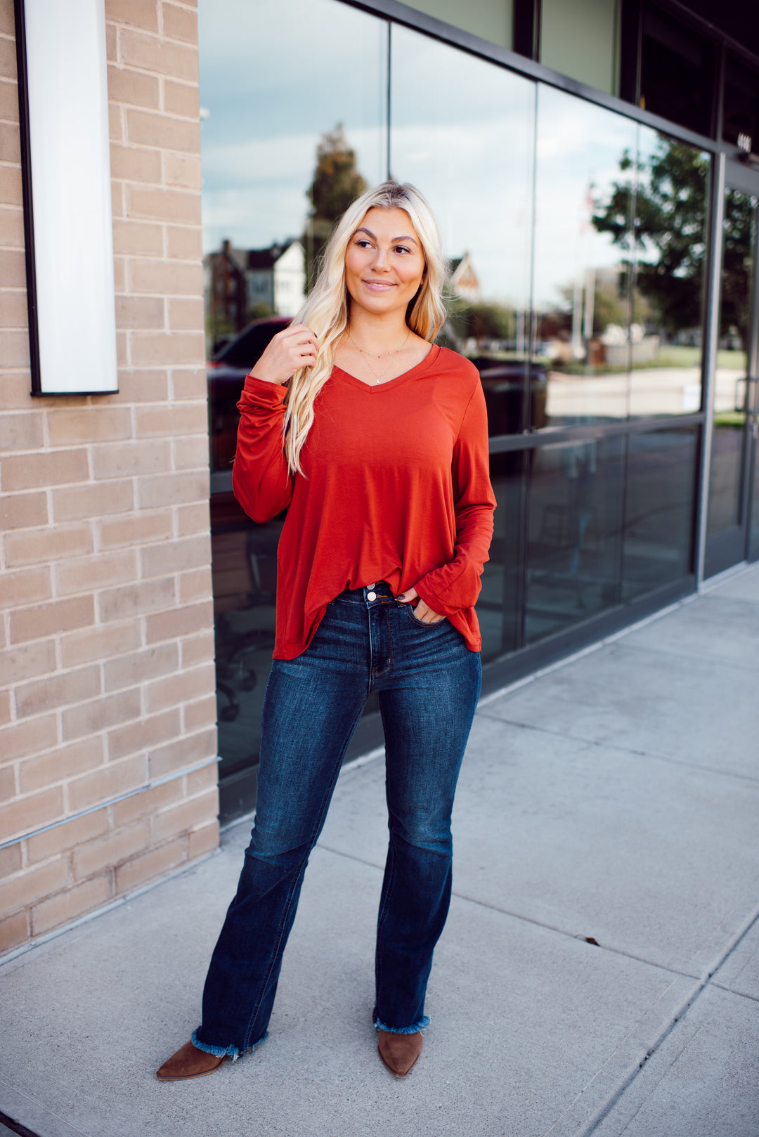 Endless Comfort Long Sleeve Top (Rust)