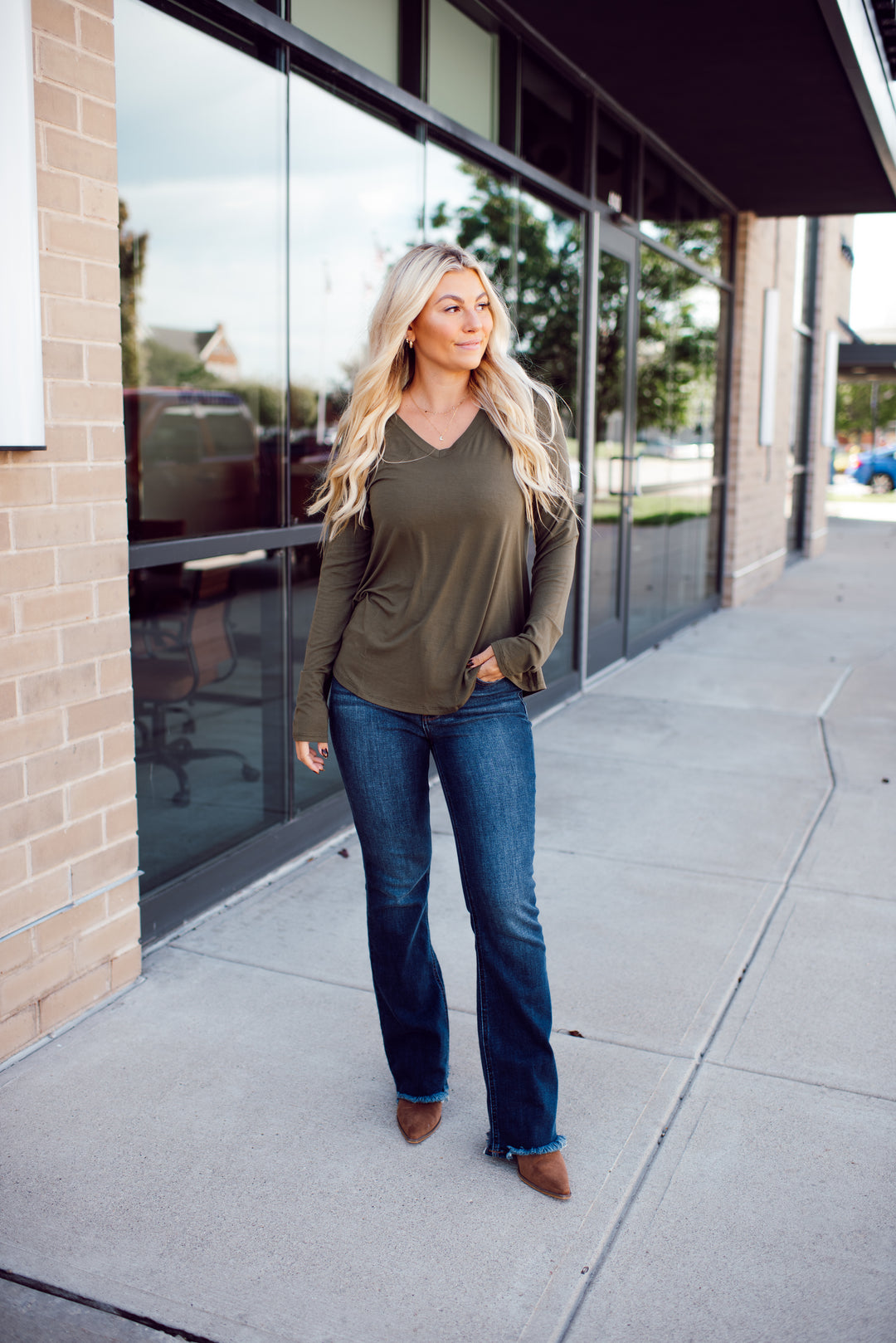 Endless Comfort Long Sleeve Top (Olive)