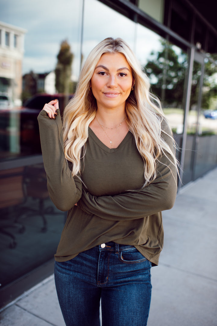 Endless Comfort Long Sleeve Top (Olive)