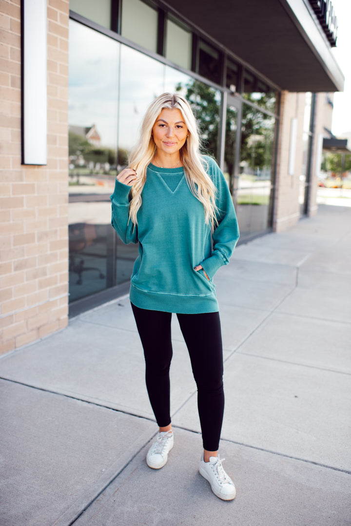 On the Go Crew Pullover (Teal)